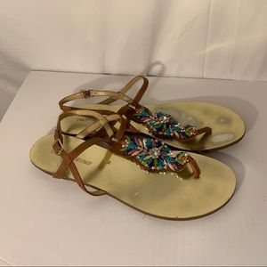 Ivanka Trump Womens T Strap Flat SandalsJewels 10M